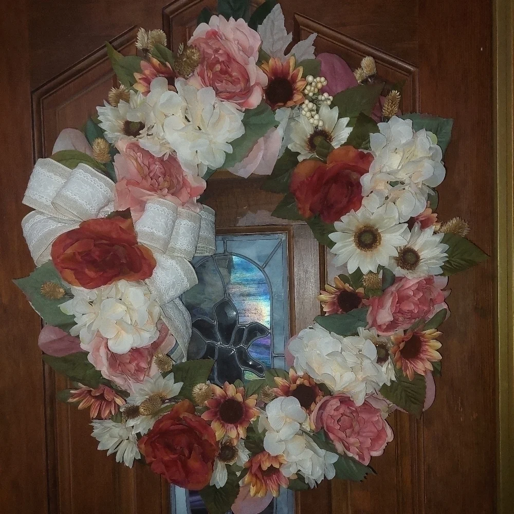 HANDMADE fall or everyday wreath indoor or outdoor home decor